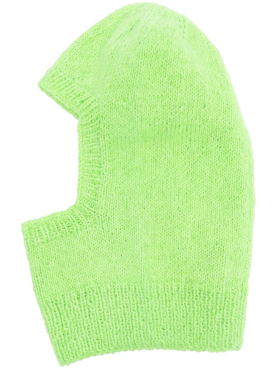 Agr Ribbed Mohair-cotton Balaclava In Green