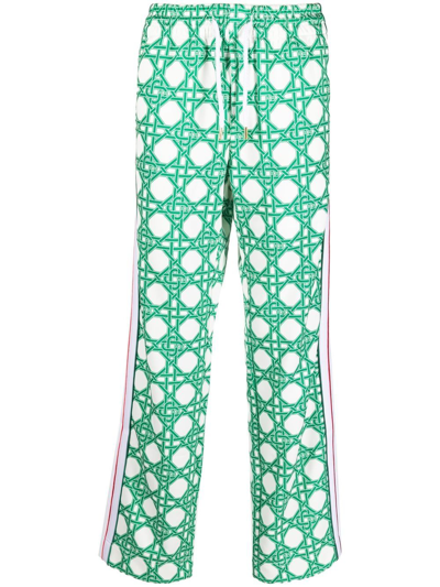 Casablanca Green & White 'le Monogramme D'osier' Track Pants In Multi