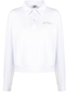 Sporty And Rich Logo-print Long-sleeved Polo Top In Weiss