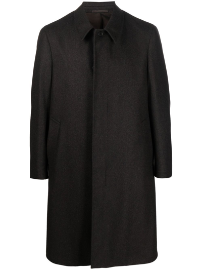 Caruso Single-breasted Wool Coat In Dark Brown
