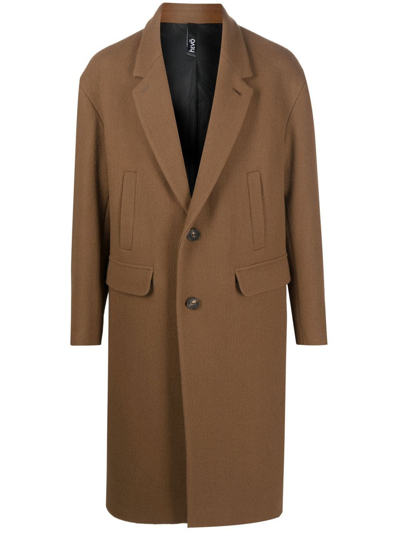 Hevo Single-breasted Wool-blend Coat In Brown