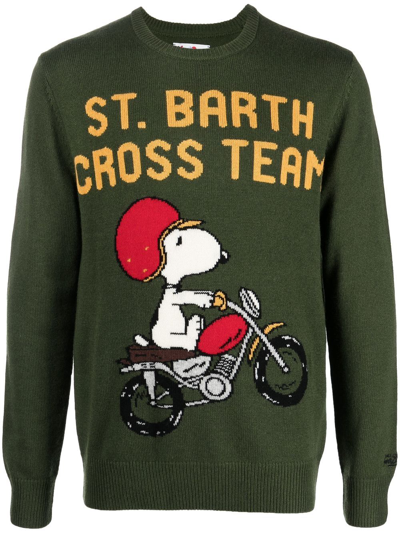 Mc2 Saint Barth Snoopy Enduro Wool And Cashmere Blend Jumper In Green