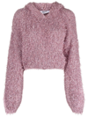 MSGM CROPPED KNITTED HOODIE
