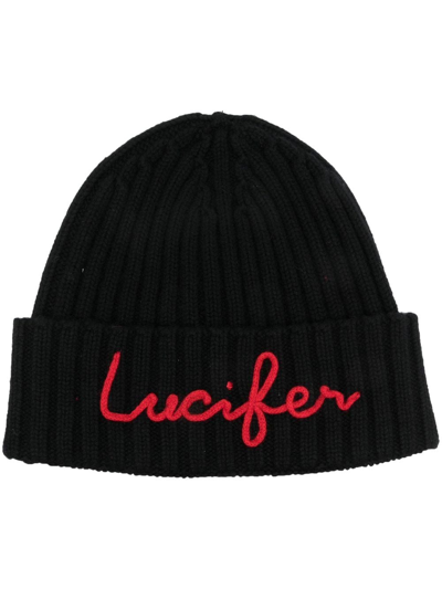 Mc2 Saint Barth Lucifer Wool Blend Beanie In Black