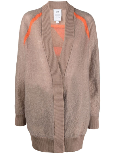 Y-3 Logo-jacquard Cardigan In Nude