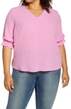 Cece Ruffle Sleeve Blouse In Pink Taffy