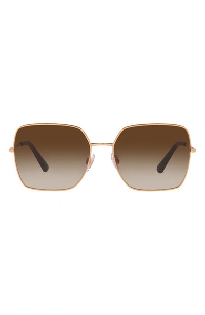 Dolce & Gabbana 57mm Gradient Square Sunglasses In Pink Gold/ Gradient Brown