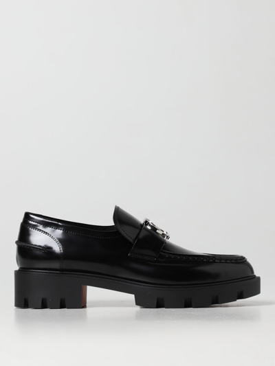 Christian Louboutin Patent Medallion Red Sole Loafers In Black