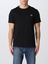 Fred Perry Mens Black Ringer Logo-embroidered Cotton-jersey T-shirt In Black
