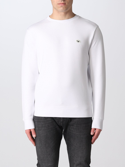 Emporio Armani Logo-patch Crew-neck Sweatshirt In White