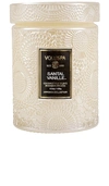 Voluspa Santal Vanille Mini Tall Embossed Glass Jar Candle With Lid In Santal Vanille