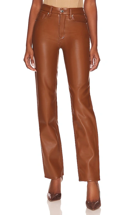 Good American Good 90s Icon Straight-leg High-rise Faux Leather Jeans In Burnt Caramel002