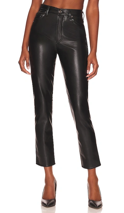 Agolde Recycled Leather Crisscross Waist Straight Leg Pants In Black