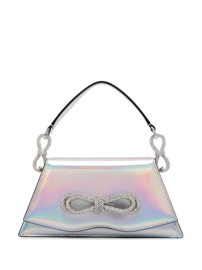 Mach & Mach Samantha Iridescent Leather Top Handle Bag In Silver Iridescent