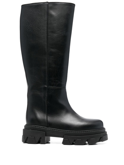 Alohas Katiuska Leather Knee-length Boot In Black