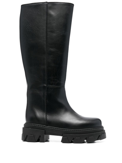 Alohas Katiuska Leather Knee-length Boot In Schwarz