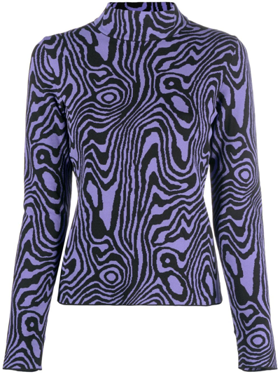 Moschino Graphic-print Roll-neck Jumper In Violett