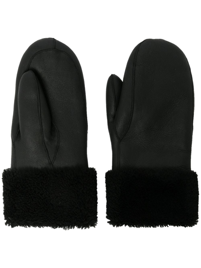 Yves Salomon Short Lambskin Mittens In Black