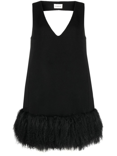 P.a.r.o.s.h Parosh Shearling-hem Minidress In Black