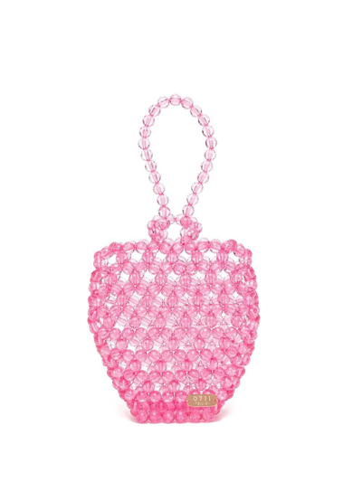 0711 Faceted Bead-embellished Tote Bag In Pink