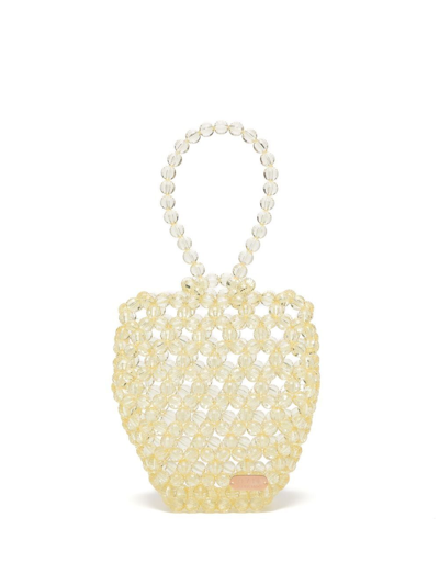0711 Faceted Bead-embellished Tote Bag In Yellow