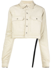 Rick Owens Drkshdw Cropped Denim Button-up Jacket In Nude