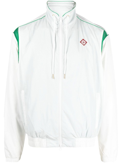 Casablanca Perforated Panelled Track Jacket In White & Green