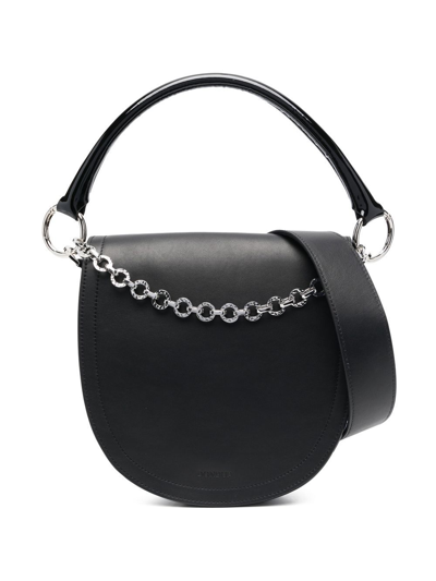 Dondup Chain-link Detail Leather Tote Bag In Schwarz