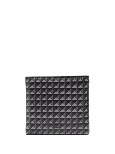 Valentino Garavani Rockstud-print Bi-fold Leather Wallet In Grau