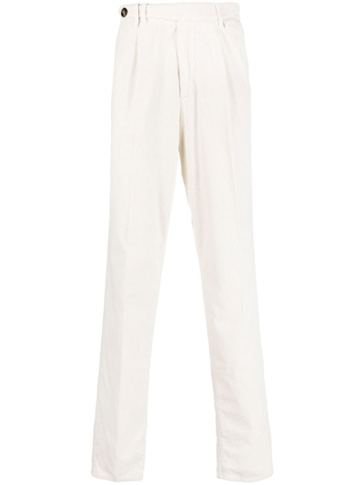 Brunello Cucinelli Corduroy Tapered Trousers In Weiss