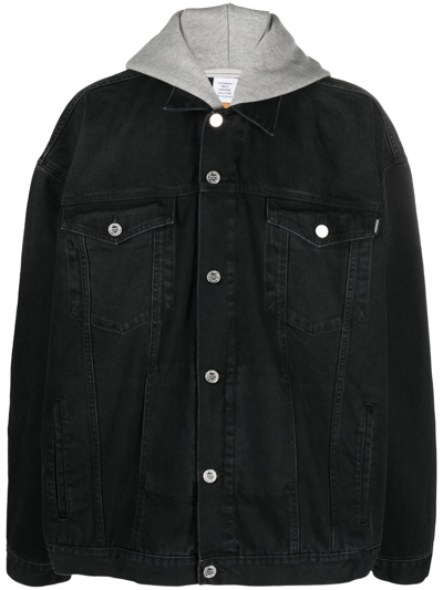 Vetements Hooded Denim Jacket In Black