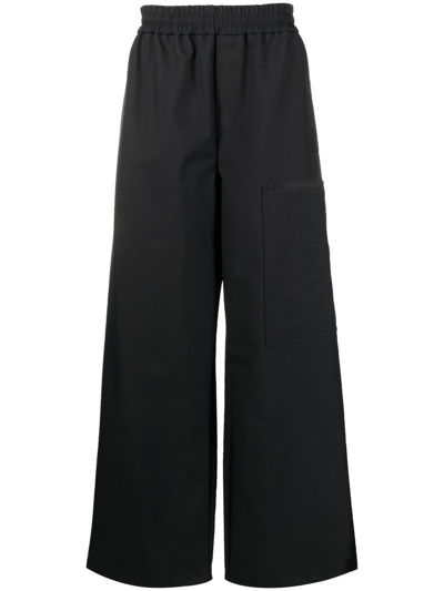 OFF-WHITE HIGH-WAISTED WIDE-LEG TROUSERS
