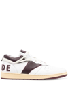Rhude Rhecess Colour-block Distressed Leather Sneakers In Weiss