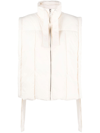 Ganni Tie Appliqued High Neck Oversized Puffer Vest In Nude