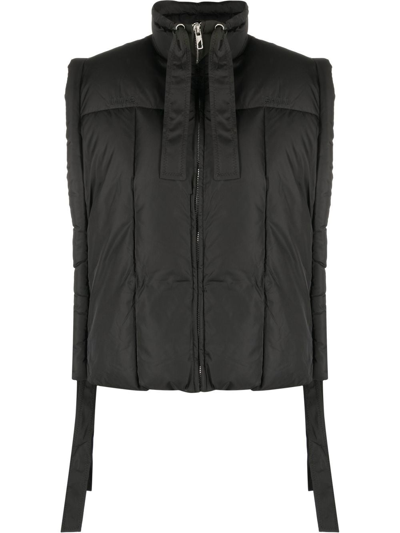 Ganni Logo-embroidered Padded Gilet In Schwarz