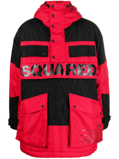 Dsquared2 Logo-print Detail Padded Coat In Rot