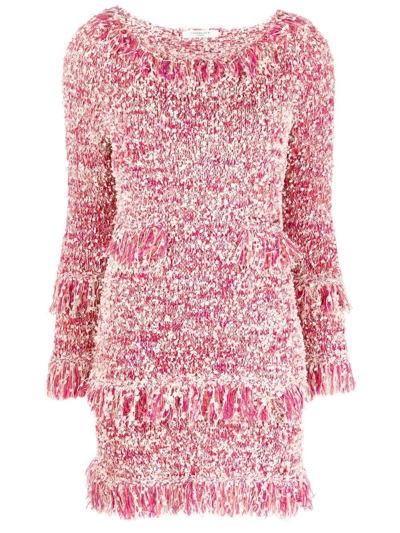 Charlott Fringe-detail Knitted Dress In Pink