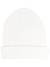 Malo Ribbed-knit Cashmere Beanie In Weiss