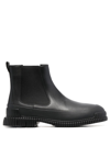Camper Pix Low Heels Ankle Boots In Black Leather In Schwarz