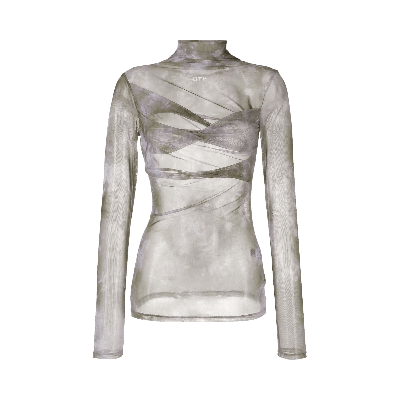 Pre-owned Off-white Tie Dye Tulle Twist Long-sleeve Top 'military' In Multi-color