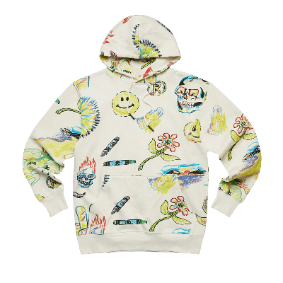 Pre-owned Market Smiley Coloring Book Aop Hoodie 'cream'
