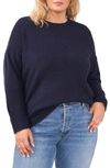 Vince Camuto Center Seam Crewneck Sweater In Classic Navy