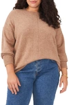 Vince Camuto Center Seam Crewneck Sweater In Taupe