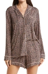 Nordstrom Moonlight Eco Long Sleeve Short Pajamas In Brown Brownie Animal Prints