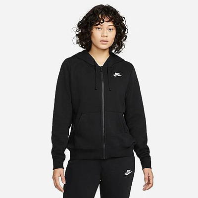 Nike Women's  Sportswear Club Fleece Full-zip Hoodie In Black/white