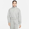 Nike Phoenix Fleece Cropped Quarter Zip Sweatshirt In Gray In Dark Grey Heather/sail