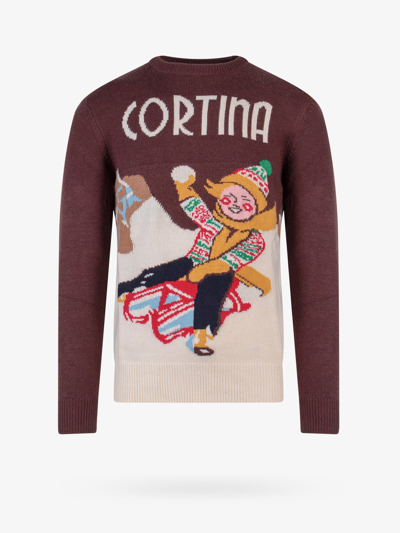 Mc2 Saint Barth Cortina Intarsia-knit Jumper In Brown