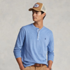 Ralph Lauren Slub Jersey Henley Shirt In Campus Blue
