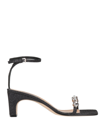 SERGIO ROSSI SERGIO ROSSI WOMAN SANDALS BLACK SIZE 6 TEXTILE FIBERS