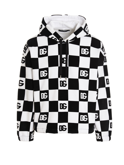 Dolce & Gabbana Logo Hoodie In White/black